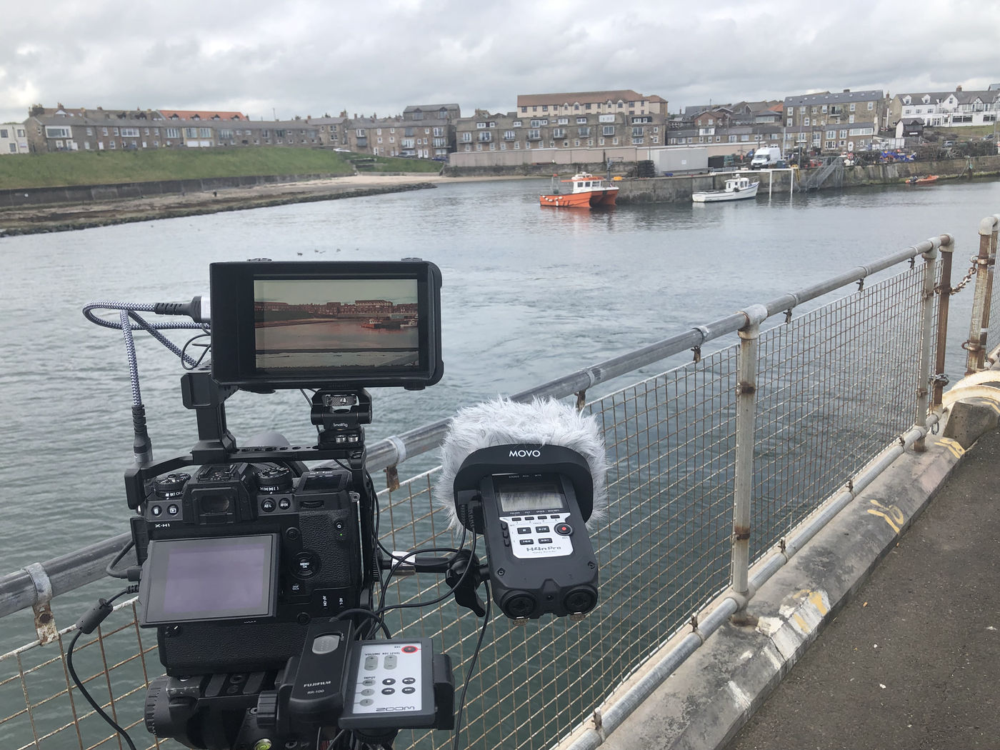 Filming at Seahouses Harbour